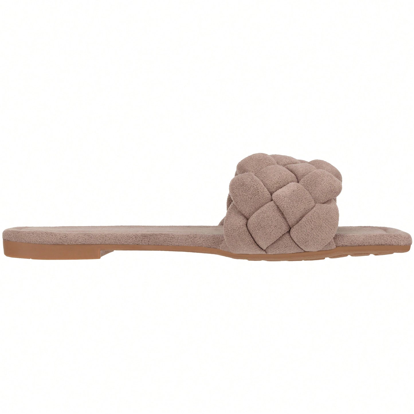 Women Braided Design Single Band Flat Sandals Open Toe Slide Sandals Square Toe Woven Sandals