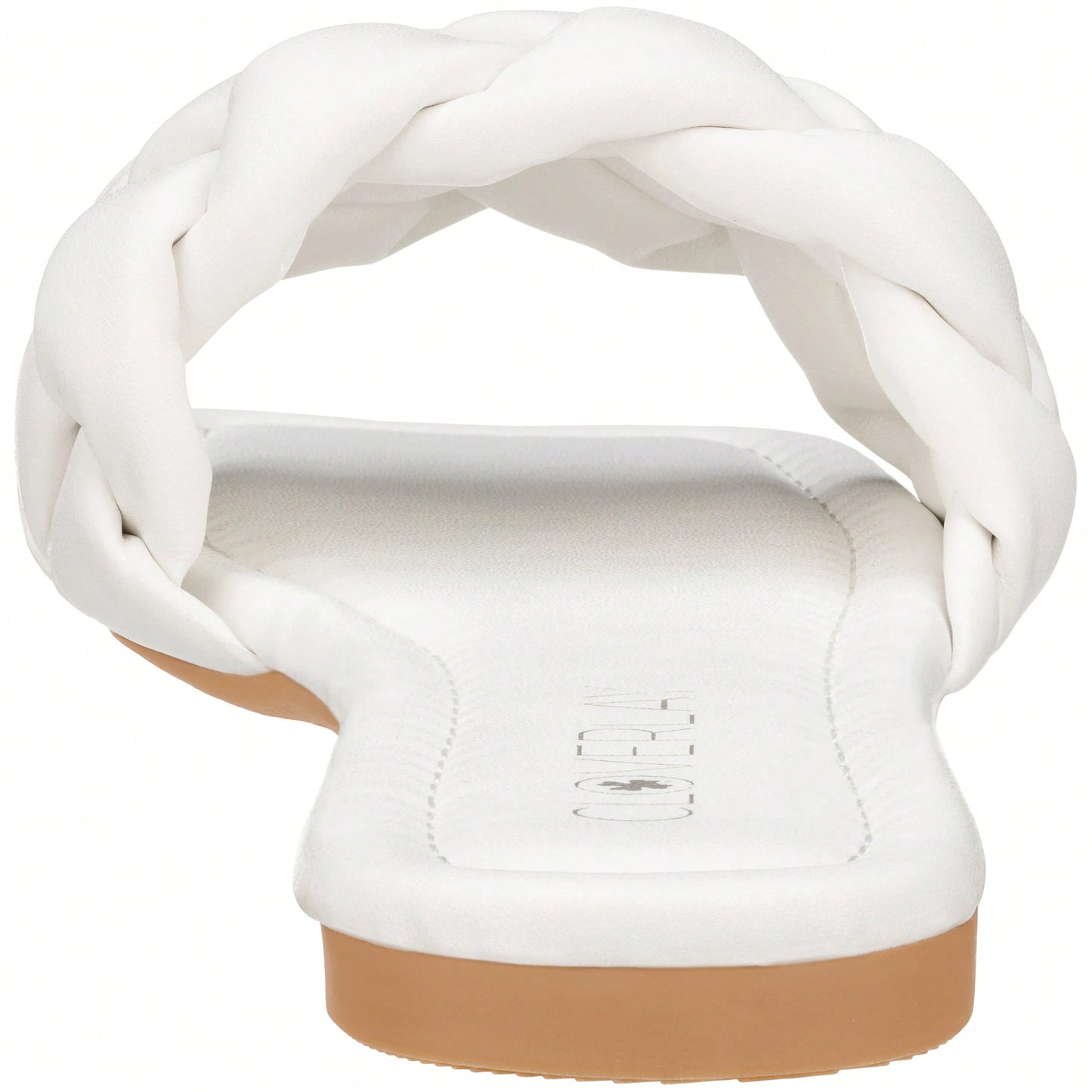 Women Braided Design Single Band Flat Sandals Open Toe Slide Sandals Square Toe Woven Sandals