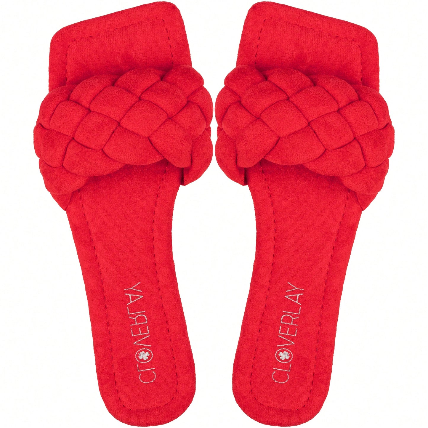 Women Braided Design Single Band Flat Sandals Open Toe Slide Sandals Square Toe Woven Sandals
