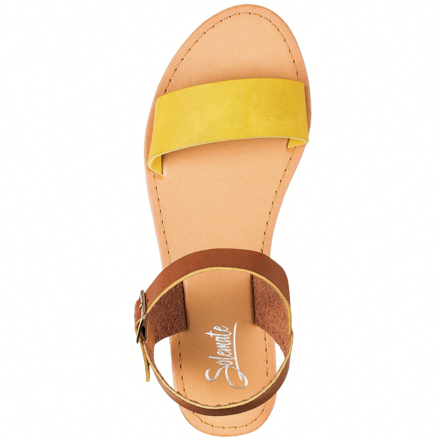 Women Buckle Design Single Band Ankle Strap Sandals Elegant Solid Minimalist Outdoor Flat Sandals