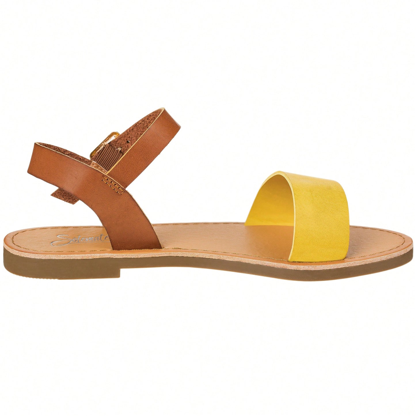 Women Buckle Design Single Band Ankle Strap Sandals Elegant Solid Minimalist Outdoor Flat Sandals