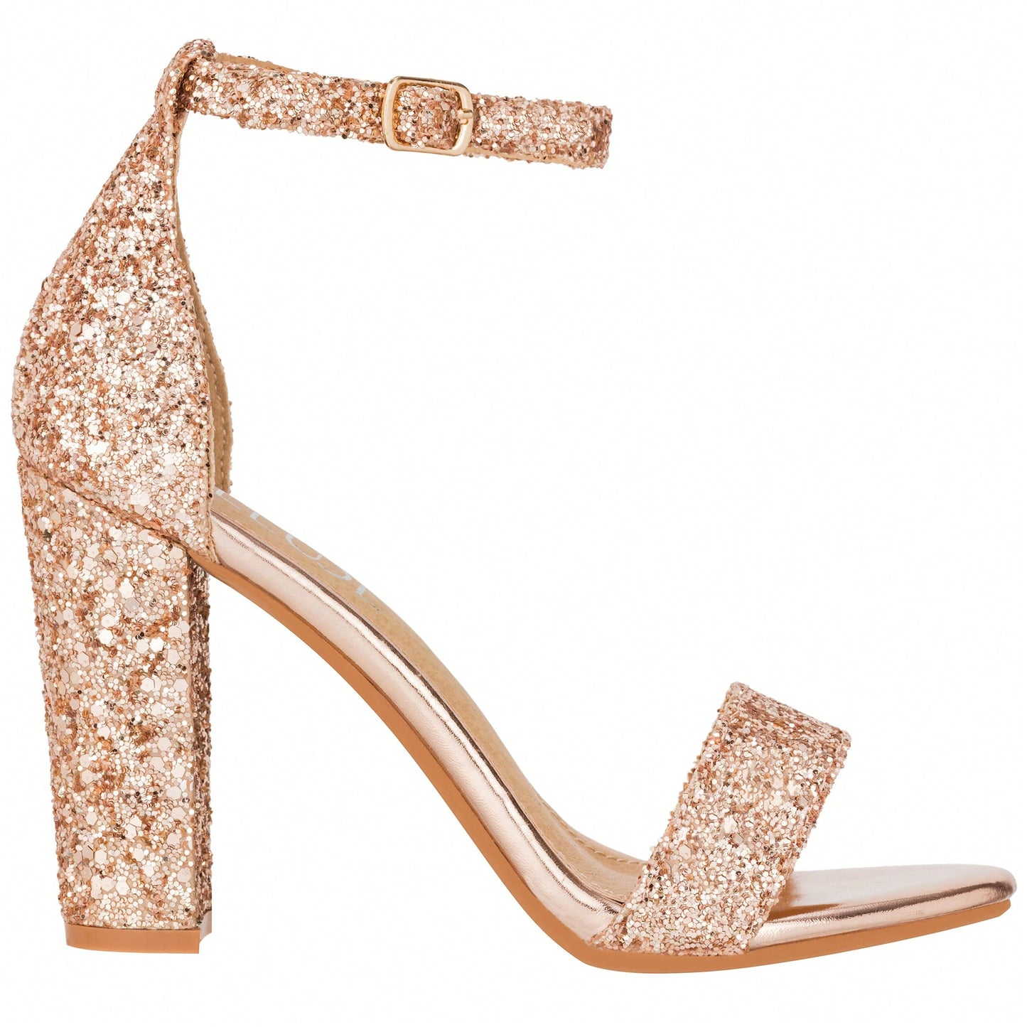 Women Chunky Heeled Ankle Strap Sandals Elegant Single Band Buckle Decor Sandals High Heel Sandals Open Toe Ankle Strap Sandals Heels