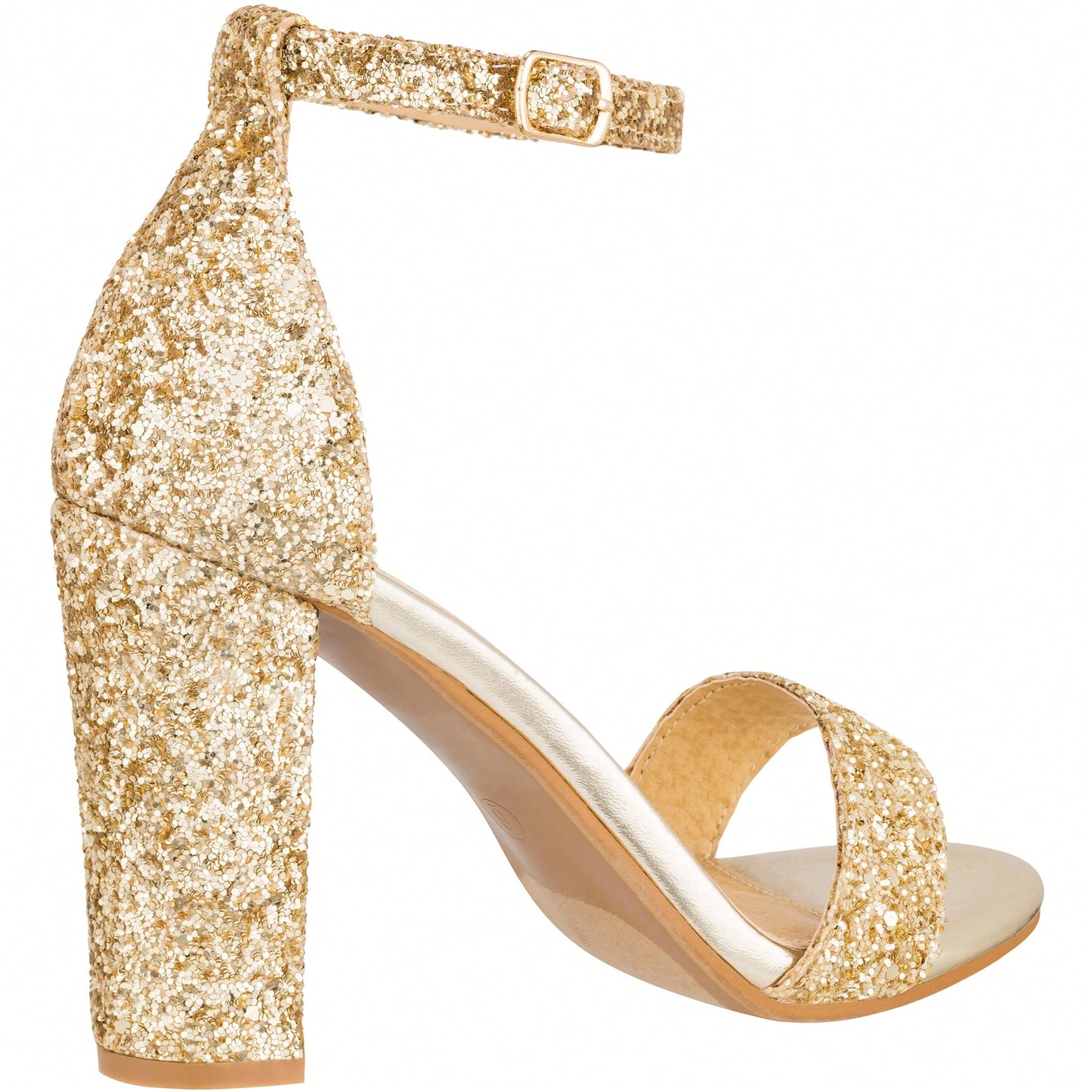 Women Chunky Heeled Ankle Strap Sandals Elegant Single Band Buckle Decor Sandals High Heel Sandals Open Toe Ankle Strap Sandals Heels Suede