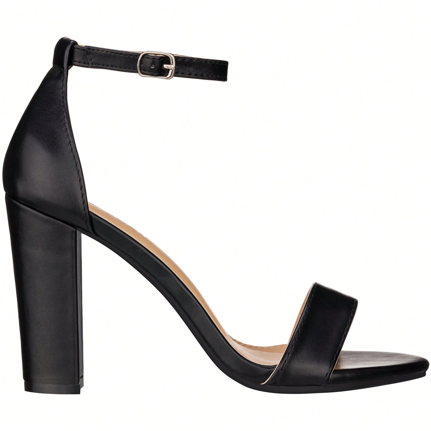 Women Chunky Heeled Ankle Strap Sandals Elegant Single Band Buckle Decor Sandals High Heel Sandals Open Toe Ankle Strap Sandals Heels Patent