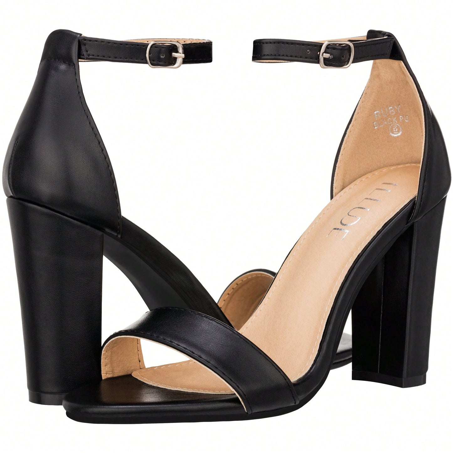 Women Chunky Heeled Ankle Strap Sandals Elegant Single Band Buckle Decor Sandals High Heel Sandals Open Toe Ankle Strap Sandals Heels