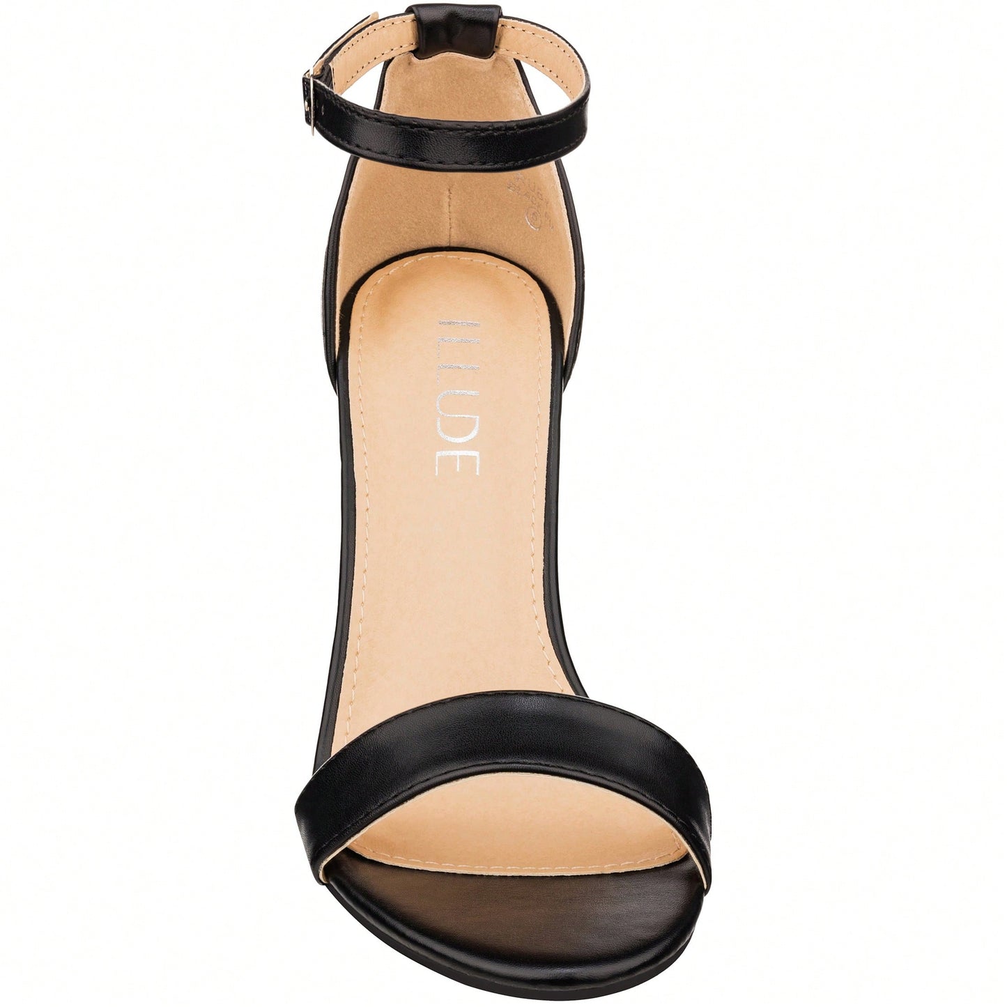 Women Chunky Heeled Ankle Strap Sandals Elegant Single Band Buckle Decor Sandals High Heel Sandals Open Toe Ankle Strap Sandals Heels Suede