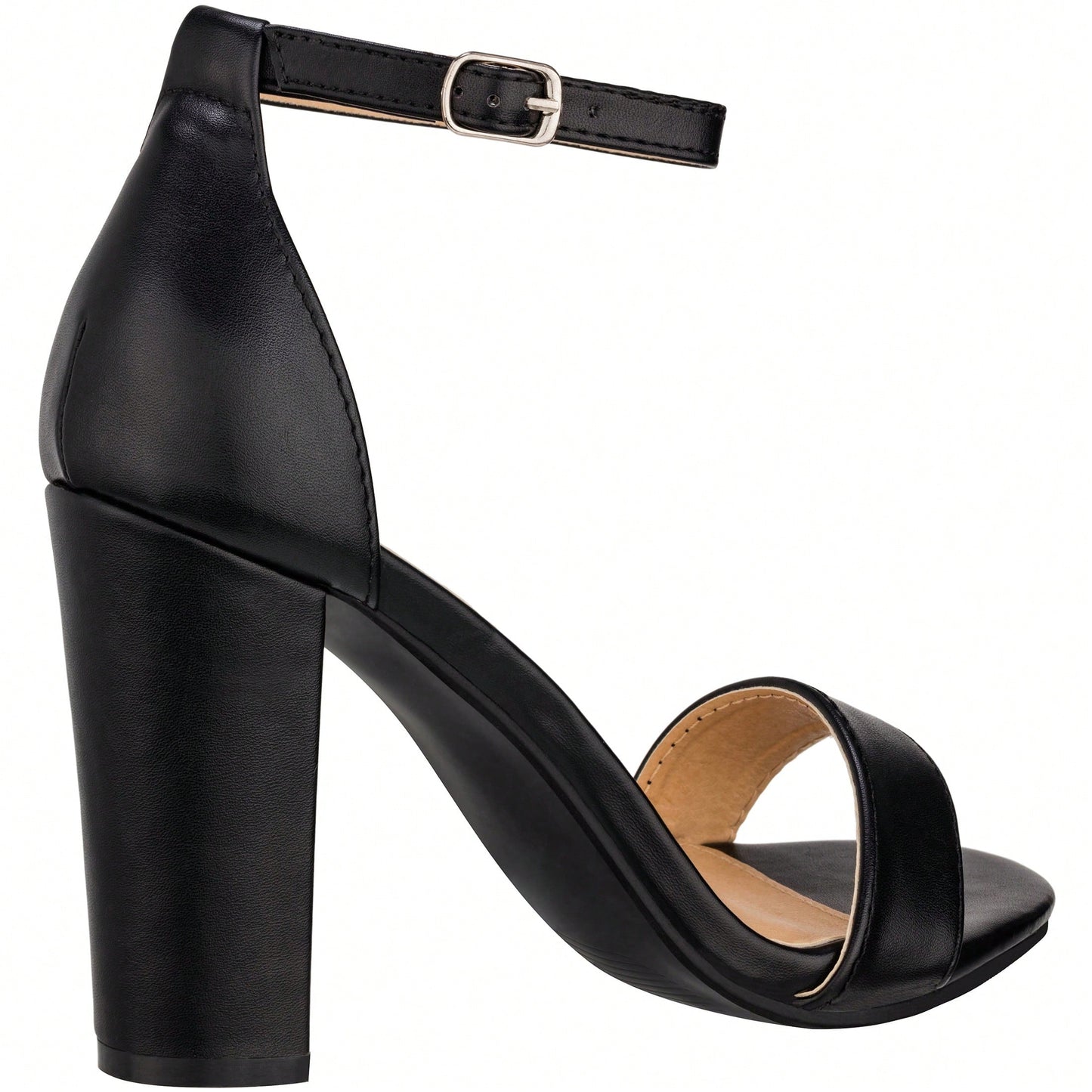 Women Chunky Heeled Ankle Strap Sandals Elegant Single Band Buckle Decor Sandals High Heel Sandals Open Toe Ankle Strap Sandals Heels