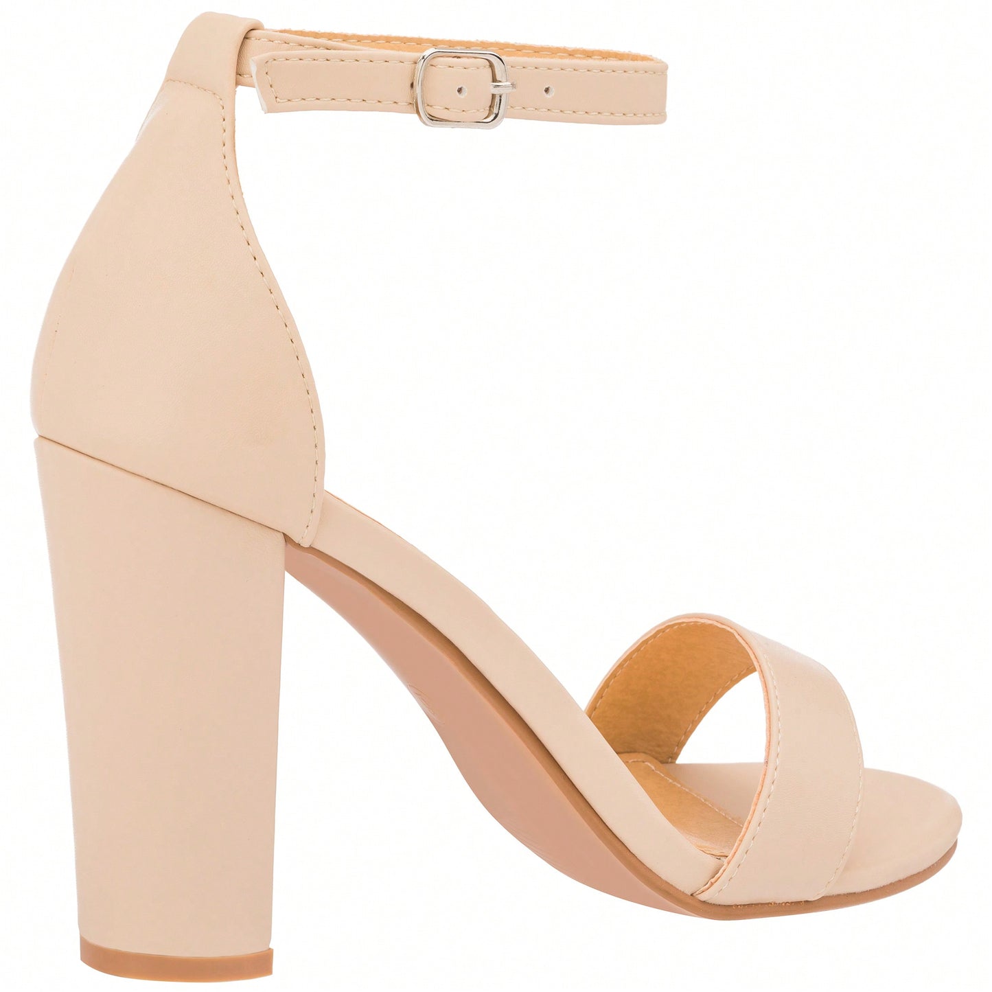Women Chunky Heeled Ankle Strap Sandals Elegant Single Band Buckle Decor Sandals High Heel Sandals Open Toe Ankle Strap Sandals Heels