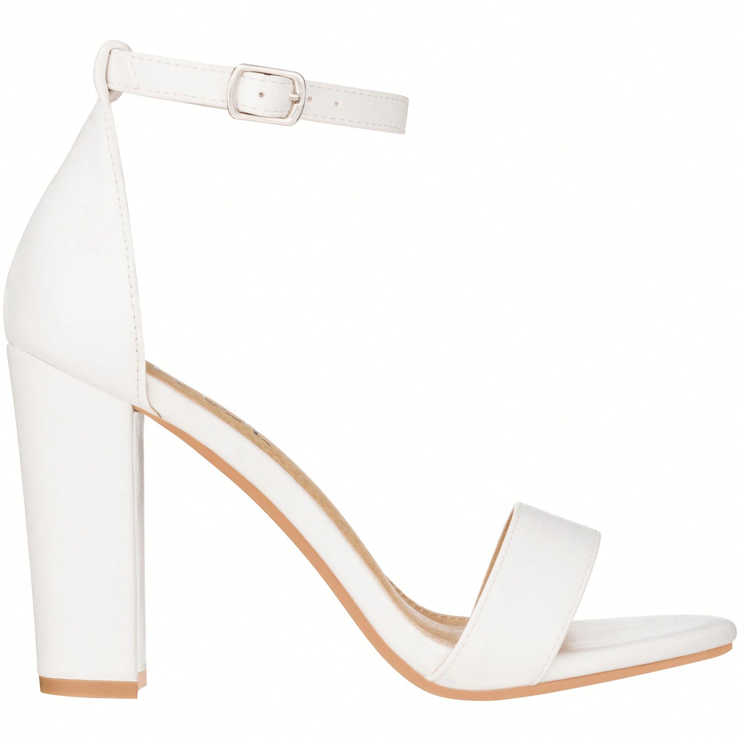 Women Chunky Heeled Ankle Strap Sandals Elegant Single Band Buckle Decor Sandals High Heel Sandals Open Toe Ankle Strap Sandals Heels Patent