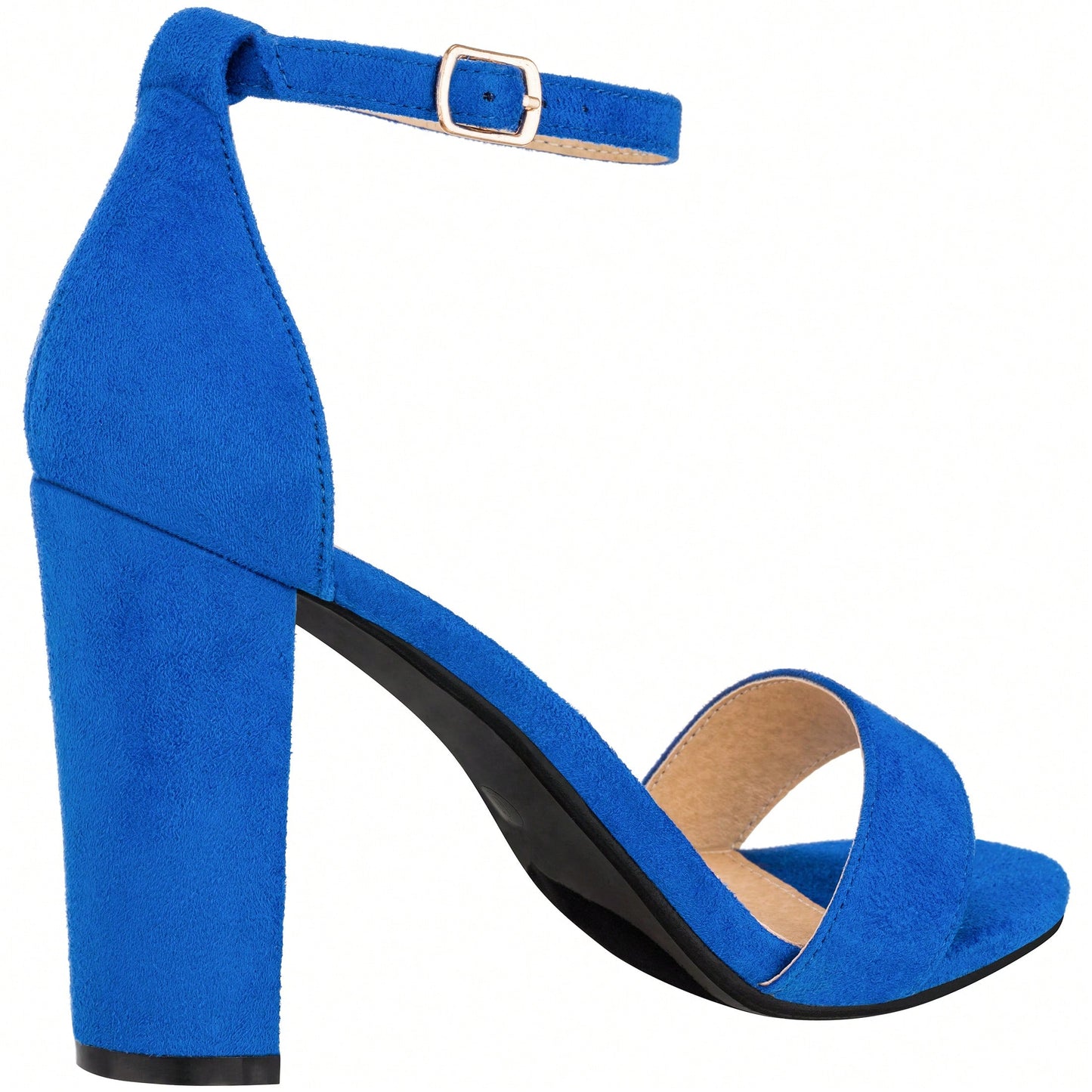 Women Chunky Heeled Ankle Strap Sandals Elegant Single Band Buckle Decor Sandals High Heel Sandals Open Toe Ankle Strap Sandals Heels Patent