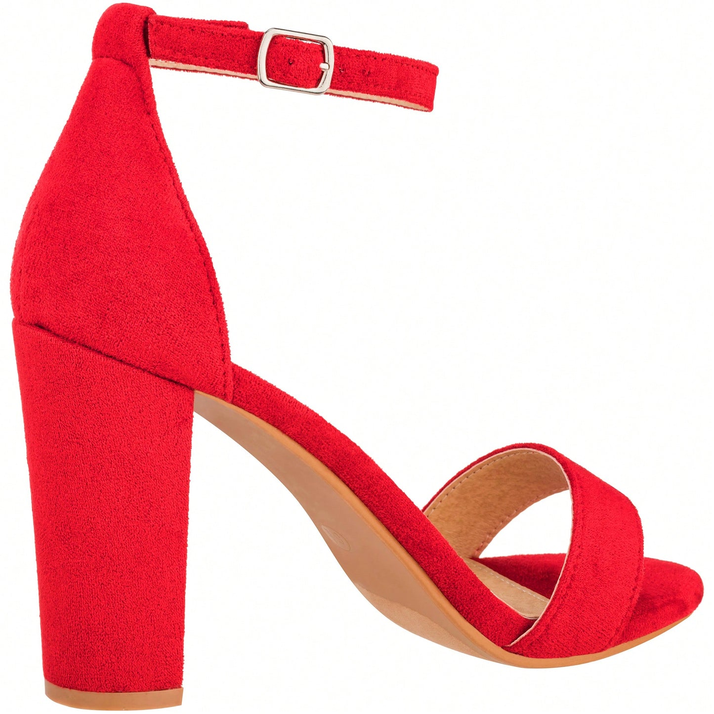 Women Chunky Heeled Ankle Strap Sandals Elegant Single Band Buckle Decor Sandals High Heel Sandals Open Toe Ankle Strap Sandals Heels