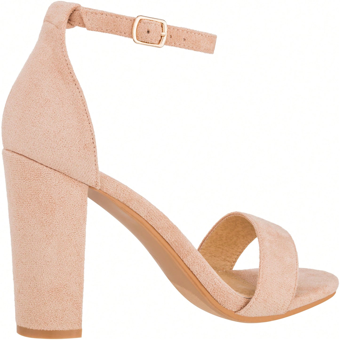 Women Chunky Heeled Ankle Strap Sandals Elegant Single Band Buckle Decor Sandals High Heel Sandals Open Toe Ankle Strap Sandals Heels