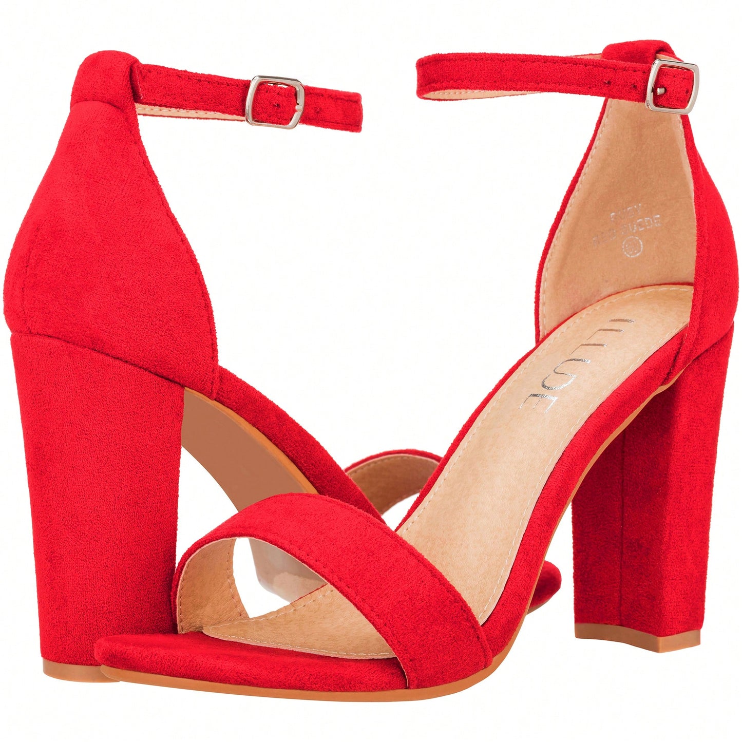 Women Chunky Heeled Ankle Strap Sandals Elegant Single Band Buckle Decor Sandals High Heel Sandals Open Toe Ankle Strap Sandals Heels