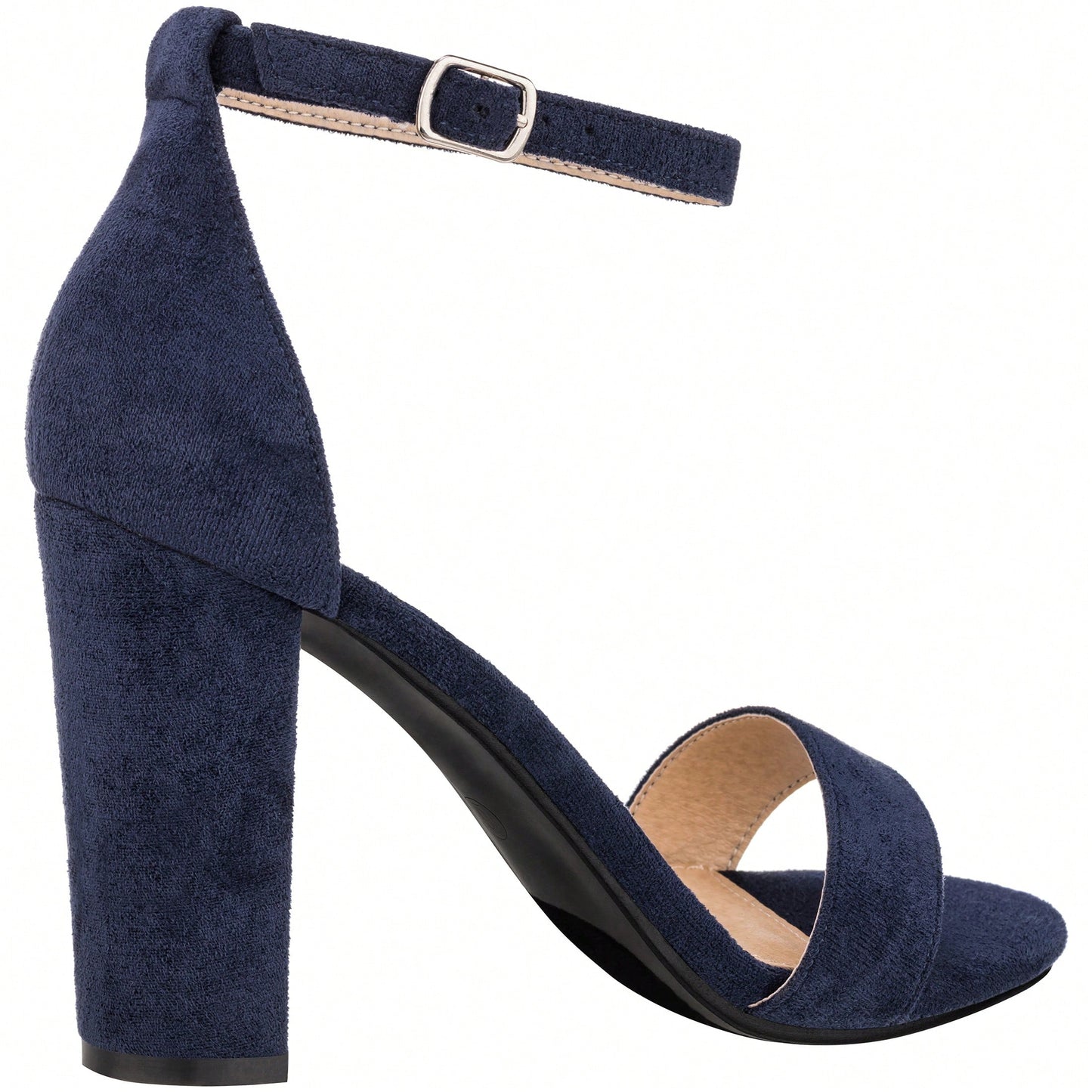 Women Chunky Heeled Ankle Strap Sandals Elegant Single Band Buckle Decor Sandals High Heel Sandals Open Toe Ankle Strap Sandals Heels Patent