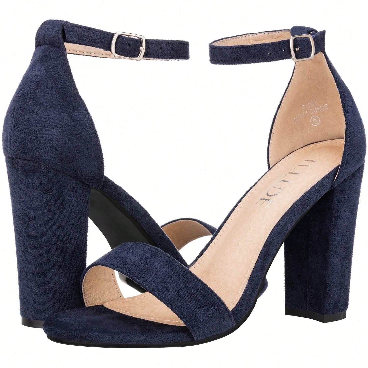 Women Chunky Heeled Ankle Strap Sandals Elegant Single Band Buckle Decor Sandals High Heel Sandals Open Toe Ankle Strap Sandals Heels