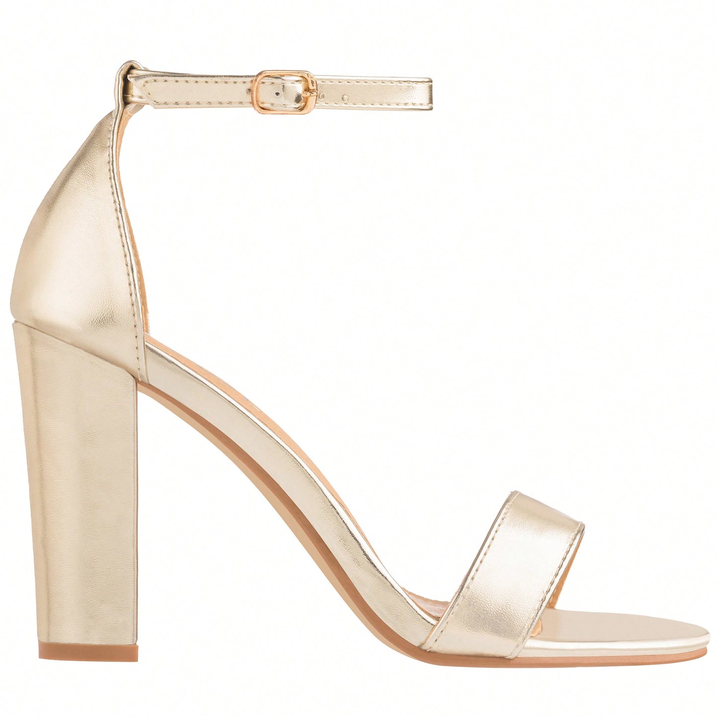 Women Chunky Heeled Ankle Strap Sandals Elegant Single Band Buckle Decor Sandals High Heel Sandals Open Toe Ankle Strap Sandals Heels