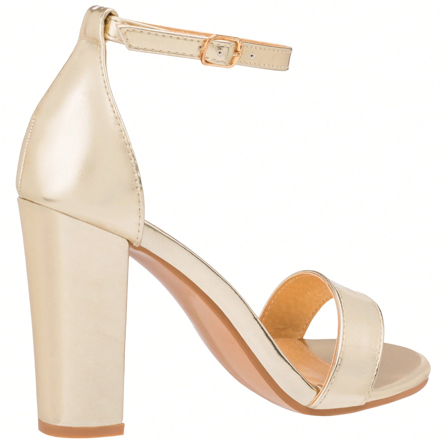 Women Chunky Heeled Ankle Strap Sandals Elegant Single Band Buckle Decor Sandals High Heel Sandals Open Toe Ankle Strap Sandals Heels