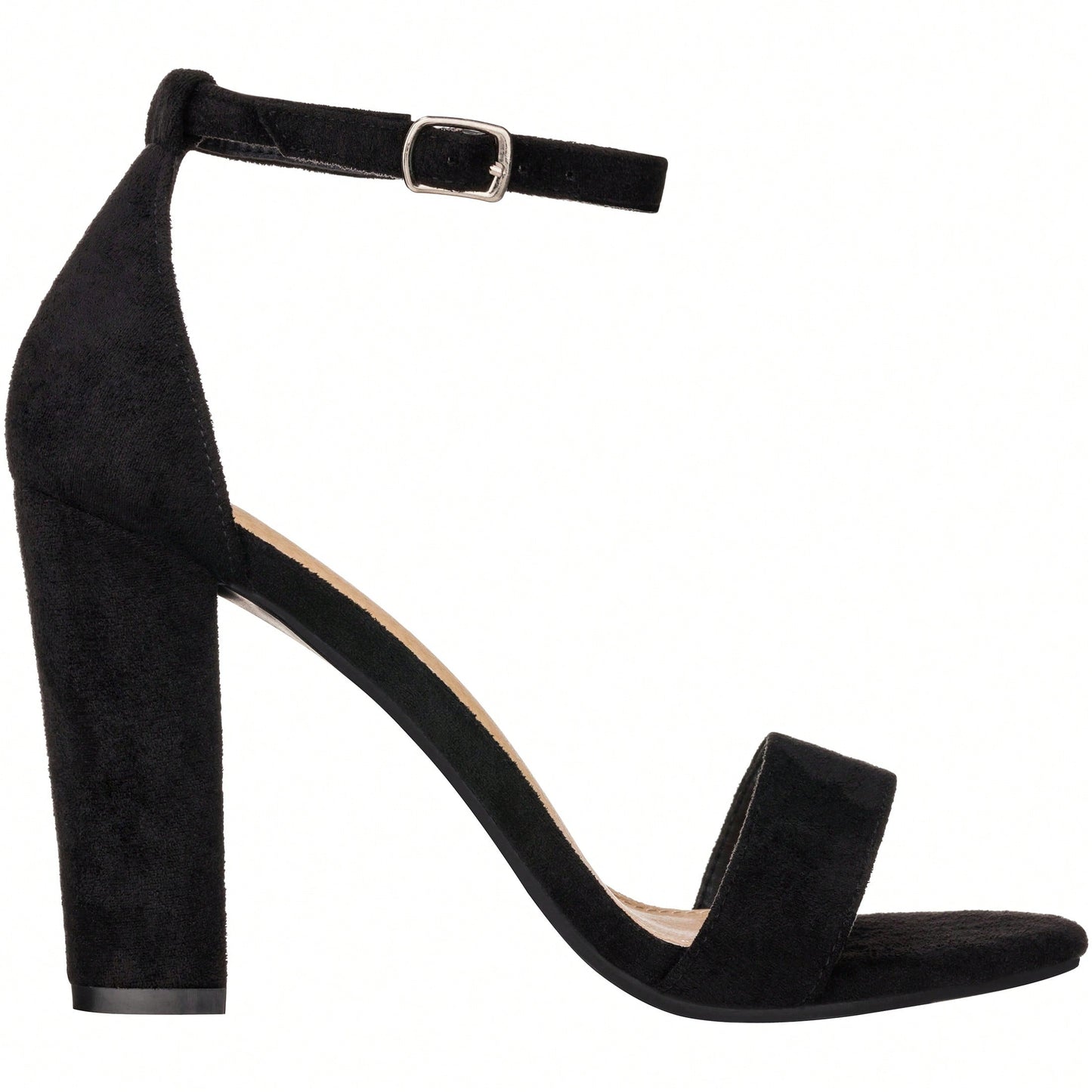 Women Chunky Heeled Ankle Strap Sandals Elegant Single Band Buckle Decor Sandals High Heel Sandals Open Toe Ankle Strap Sandals Heels