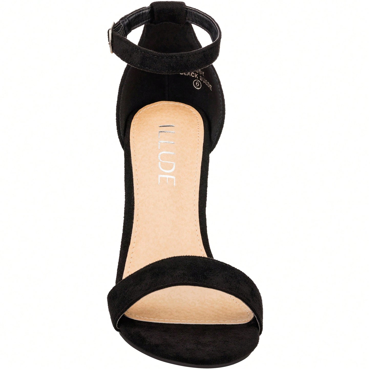 Women Chunky Heeled Ankle Strap Sandals Elegant Single Band Buckle Decor Sandals High Heel Sandals Open Toe Ankle Strap Sandals Heels Suede