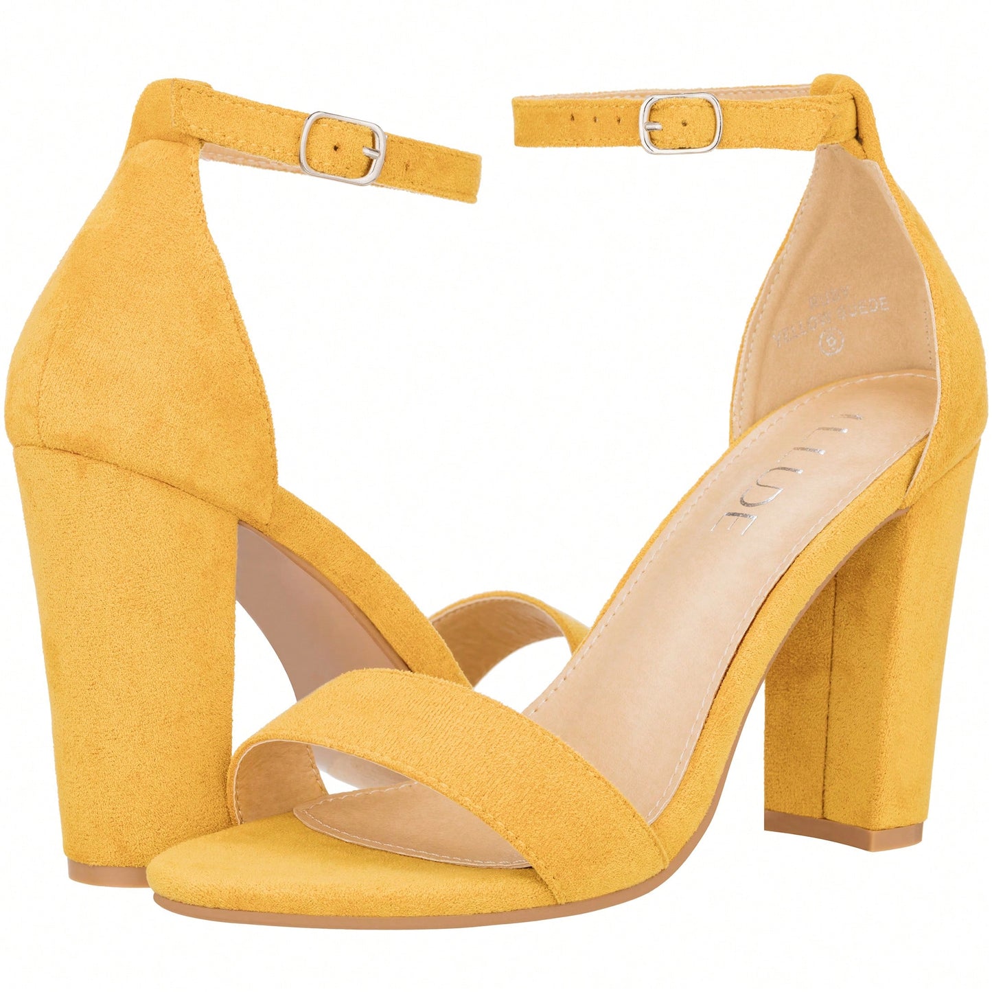 Women Chunky Heeled Ankle Strap Sandals Elegant Single Band Buckle Decor Sandals High Heel Sandals Open Toe Ankle Strap Sandals Heels