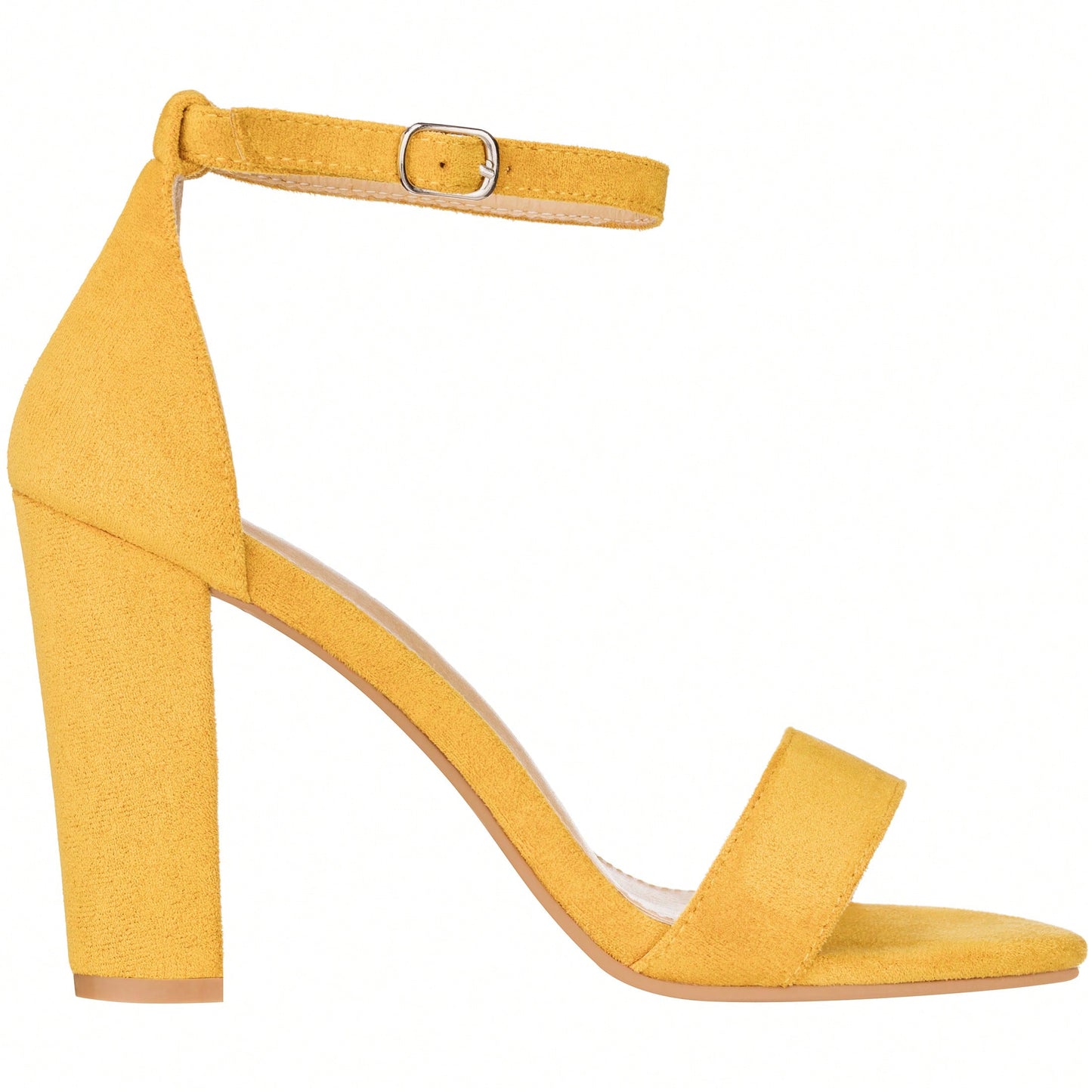 Women Chunky Heeled Ankle Strap Sandals Elegant Single Band Buckle Decor Sandals High Heel Sandals Open Toe Ankle Strap Sandals Heels