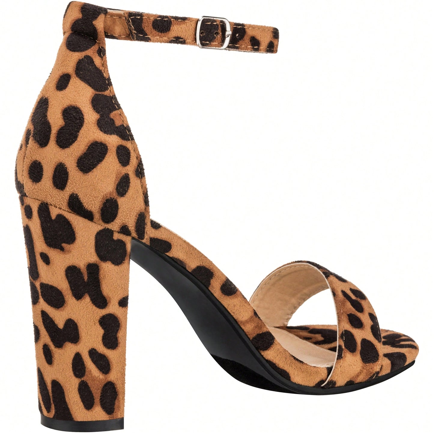 Women Chunky Heeled Ankle Strap Sandals Elegant Single Band Buckle Decor Sandals High Heel Sandals Open Toe Ankle Strap Sandals Heels Patent
