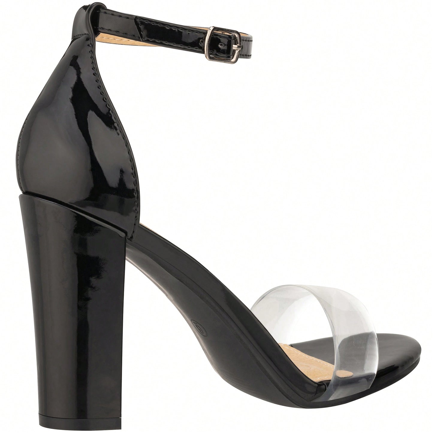 Women Chunky Heeled Ankle Strap Sandals Elegant Single Band Buckle Decor Sandals High Heel Sandals Open Toe Ankle Strap Sandals Heels Suede