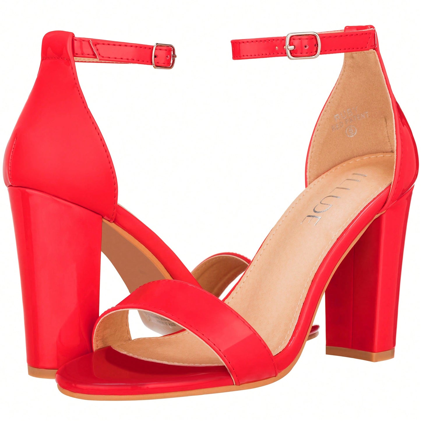 Women Chunky Heeled Ankle Strap Sandals Elegant Single Band Buckle Decor Sandals High Heel Sandals Open Toe Ankle Strap Sandals Heels Suede
