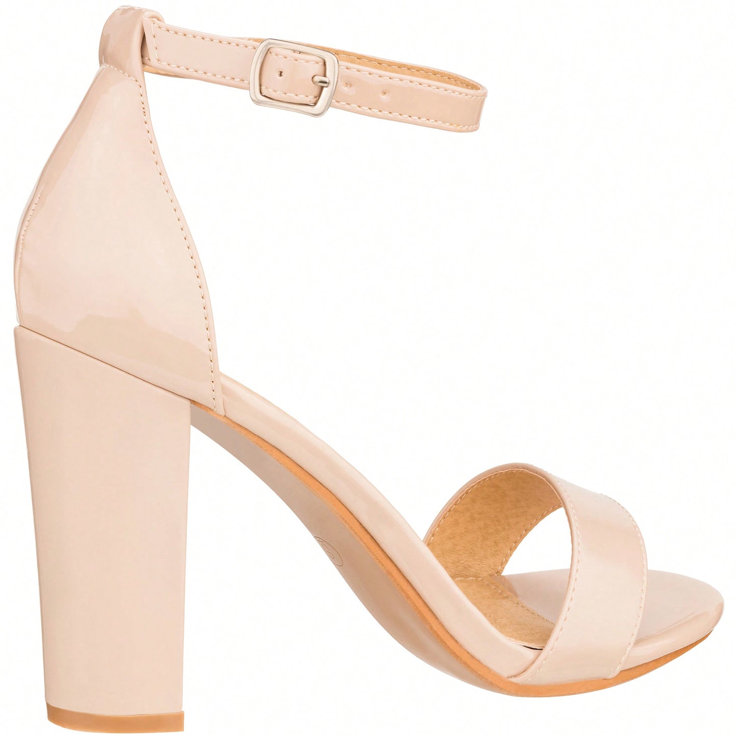 Women Chunky Heeled Ankle Strap Sandals Elegant Single Band Buckle Decor Sandals High Heel Sandals Open Toe Ankle Strap Sandals Heels