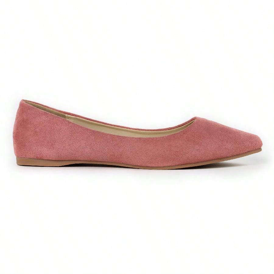 Women Faux Suede Pointed Toe Ballet Flats Minimalist Point Toe Flats