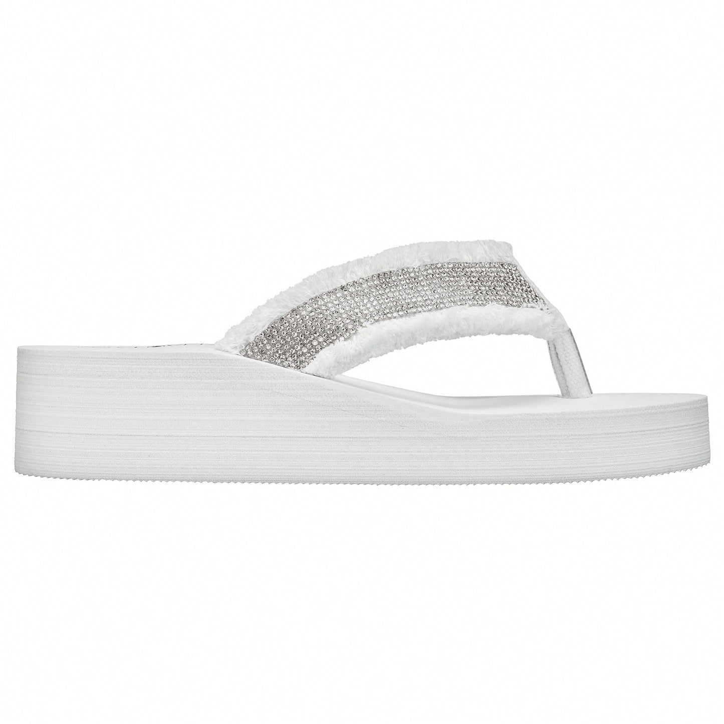 Women's Fashionable Rhinestone Decor Flip Flops Thick Bottom Wedge Beach Sandals Platform Flip Flop Toe Post Design Slippers Summer Sandals