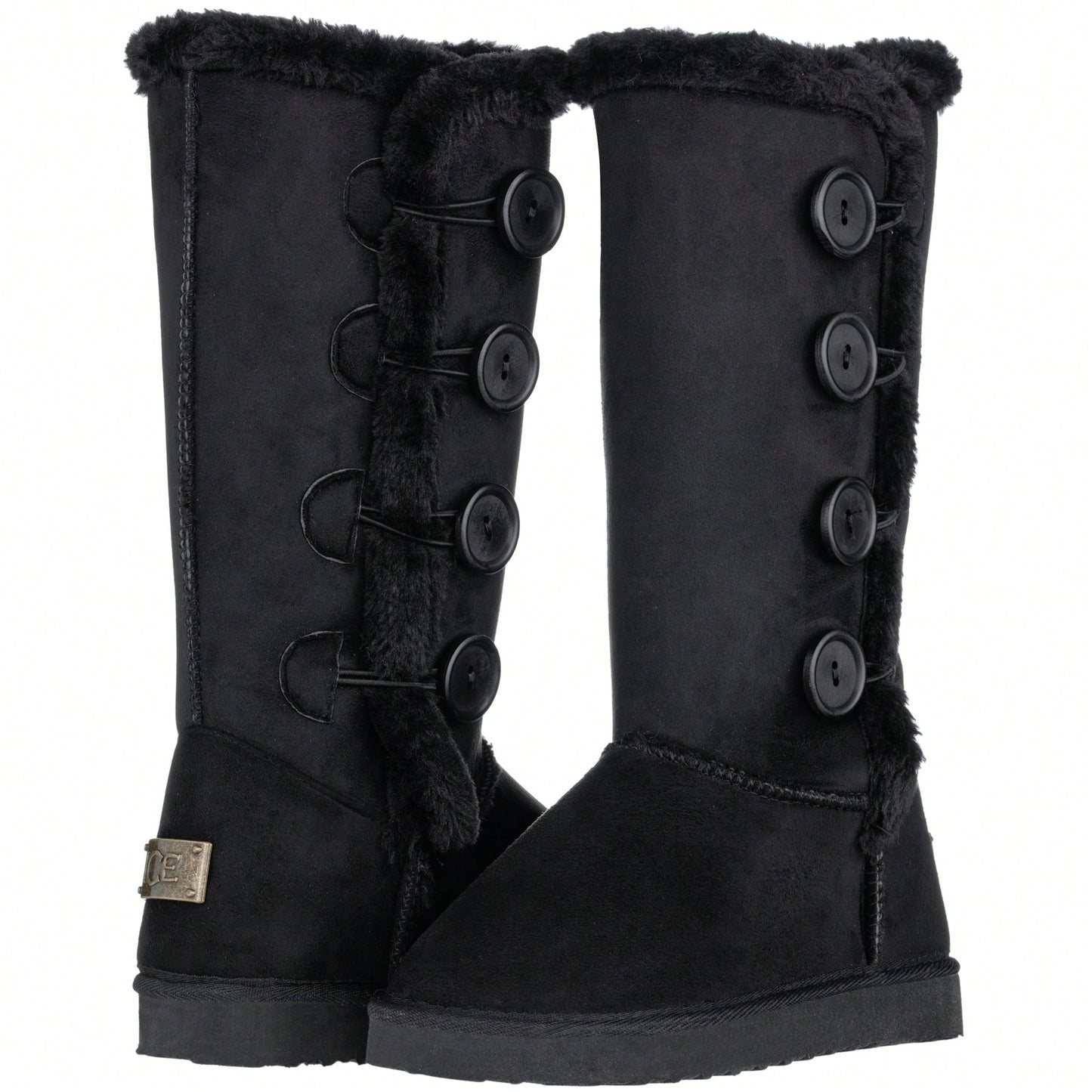 Women's Snow Boots Fleece Lined Solid Color Mid-Calf Flat Snow Boots Fur Lined Winter Boots