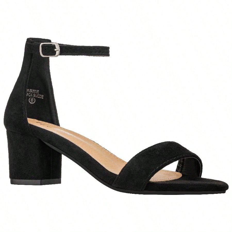 Women Buckle Decor Chunky Heeled Sandals Elegant Summer Ankle Strap Sandals Chunky Heeled Ankle Strap Sandals Low Heeled Sandal