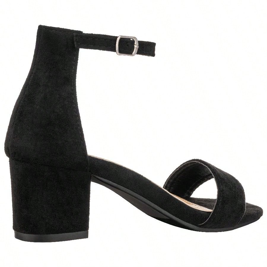Women Buckle Decor Chunky Heeled Sandals Elegant Summer Ankle Strap Sandals Chunky Heeled Ankle Strap Sandals Low Heeled Sandal