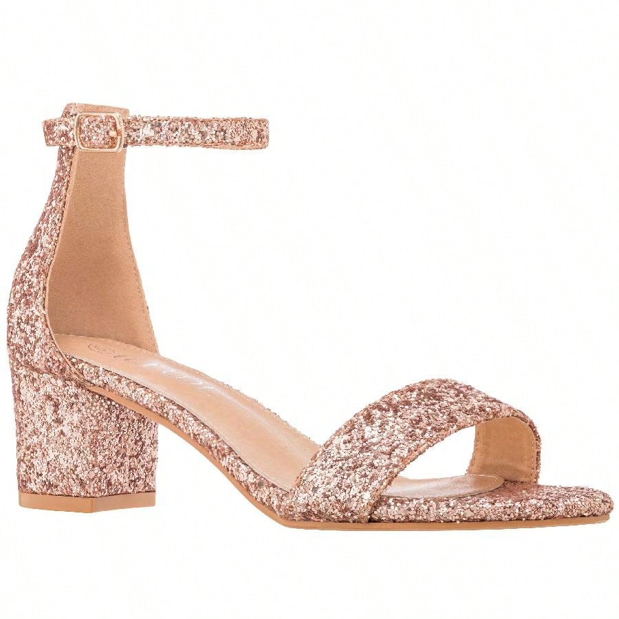Women Buckle Decor Chunky Heeled Sandals Elegant Summer Ankle Strap Sandals Chunky Heeled Ankle Strap Sandals Low Heeled Sandal