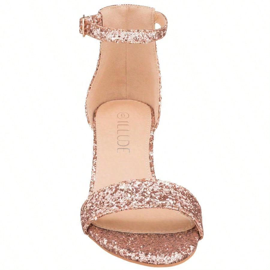 Women Buckle Decor Chunky Heeled Sandals Elegant Summer Ankle Strap Sandals Chunky Heeled Ankle Strap Sandals Low Heeled Sandal Suede