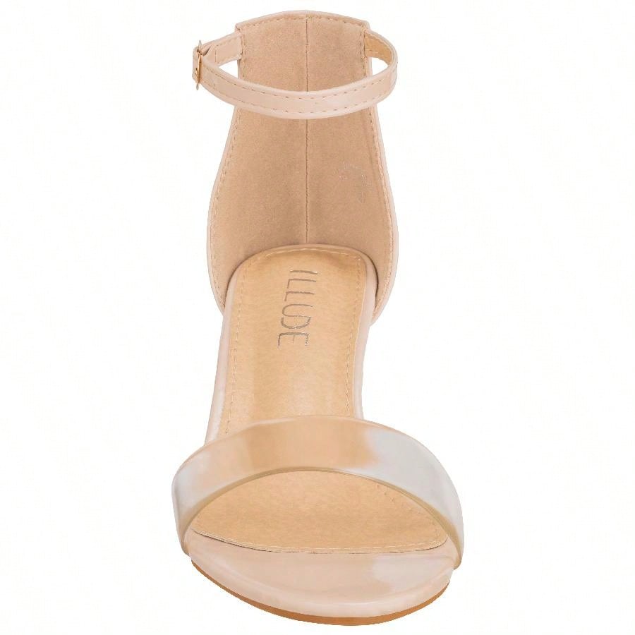 Women Buckle Decor Chunky Heeled Sandals Elegant Summer Ankle Strap Sandals Chunky Heeled Ankle Strap Sandals Low Heeled Sandal Suede