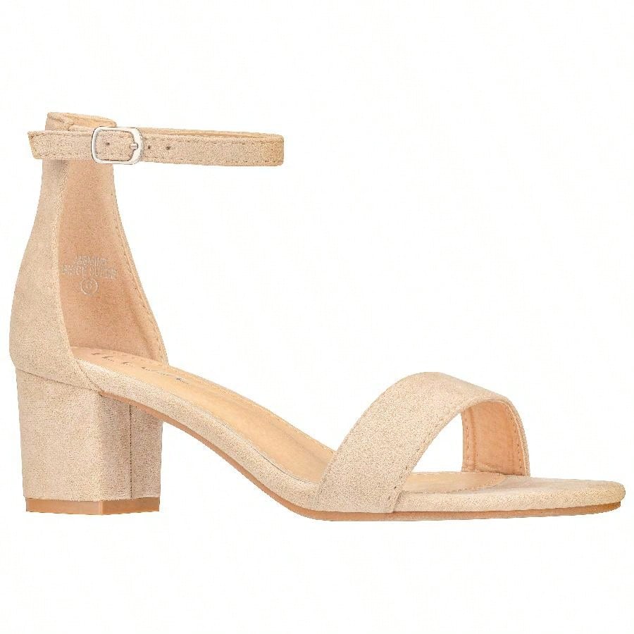 Women Buckle Decor Chunky Heeled Sandals Elegant Summer Ankle Strap Sandals Chunky Heeled Ankle Strap Sandals Low Heeled Sandal