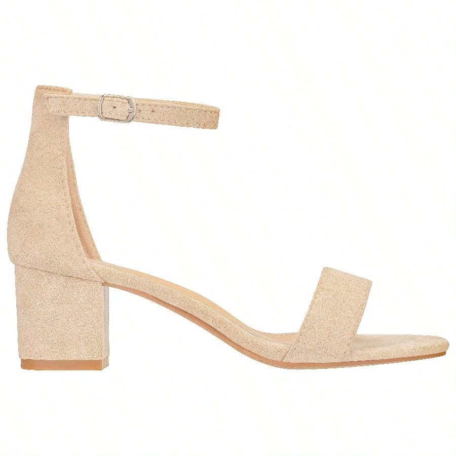 Women Buckle Decor Chunky Heeled Sandals Elegant Summer Ankle Strap Sandals Chunky Heeled Ankle Strap Sandals Low Heeled Sandal Patent