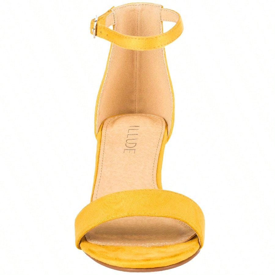Women Buckle Decor Chunky Heeled Sandals Elegant Summer Ankle Strap Sandals Chunky Heeled Ankle Strap Sandals Low Heeled Sandal Patent