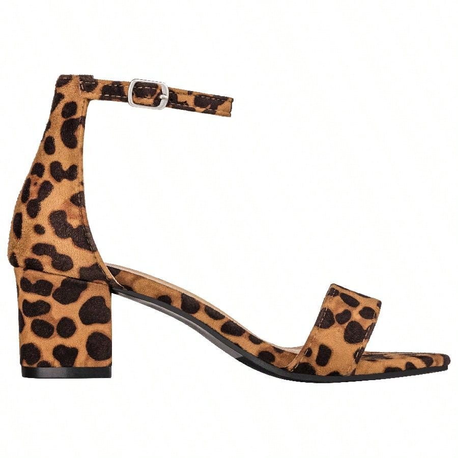 Women Buckle Decor Chunky Heeled Sandals Elegant Summer Ankle Strap Sandals Chunky Heeled Ankle Strap Sandals Low Heeled Sandal Patent