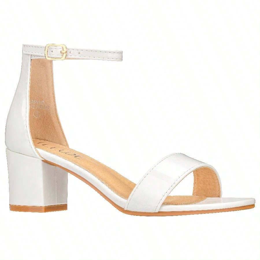 Women Buckle Decor Chunky Heeled Sandals Elegant Summer Ankle Strap Sandals Chunky Heeled Ankle Strap Sandals Low Heeled Sandal