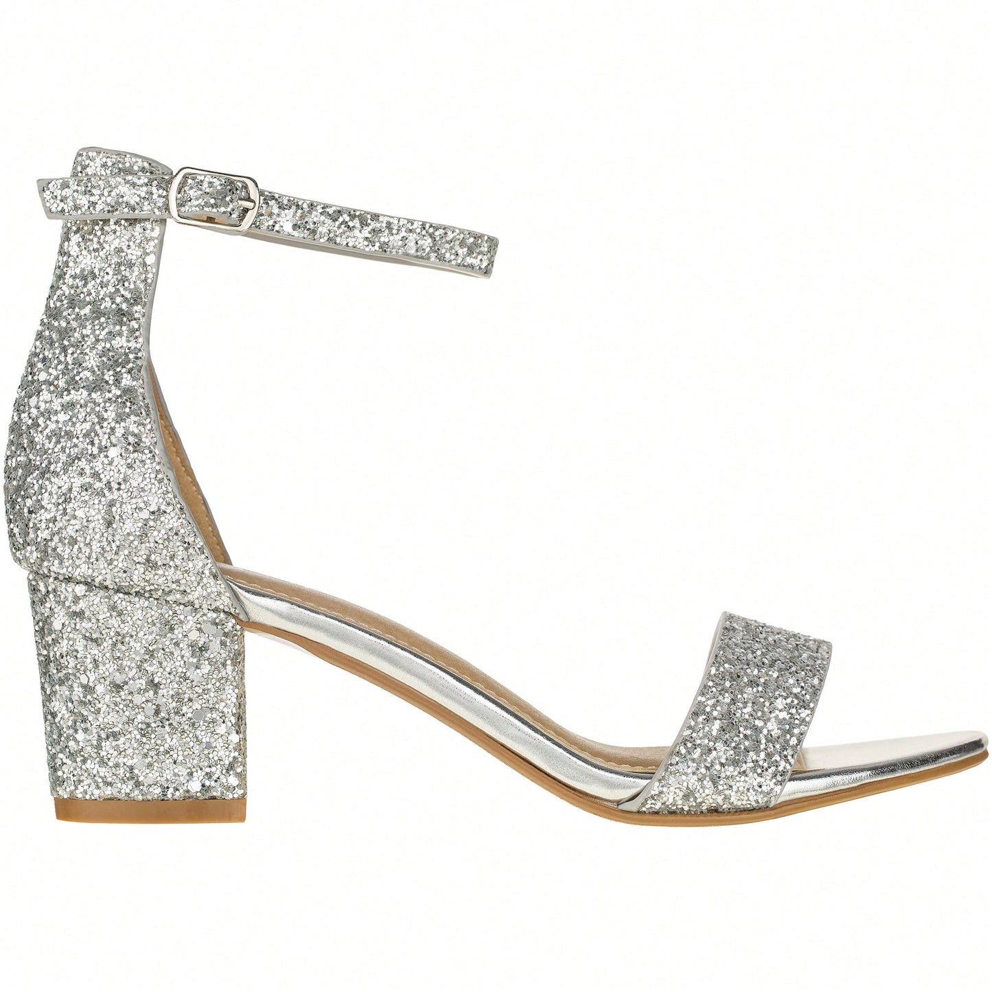 Women Buckle Decor Chunky Heeled Sandals Elegant Summer Ankle Strap Sandals Chunky Heeled Ankle Strap Sandals Low Heeled Sandal Suede