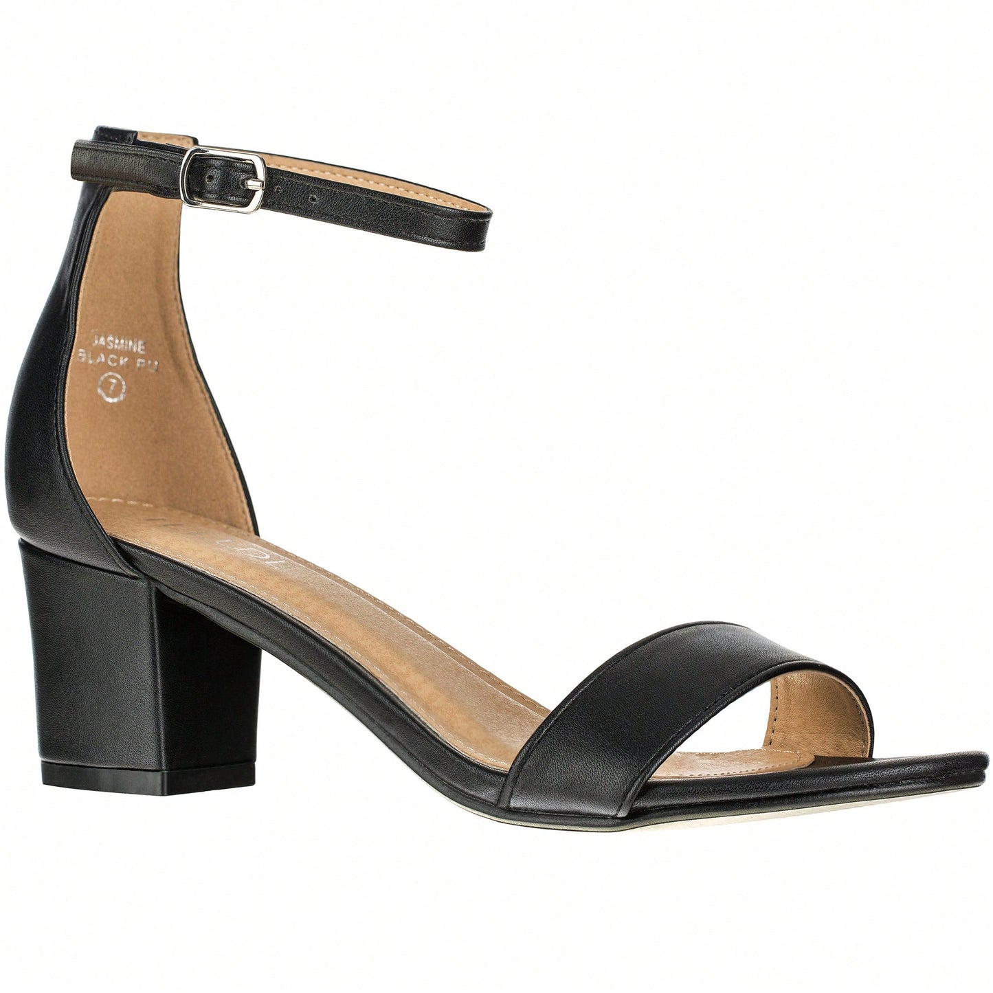 Women Buckle Decor Chunky Heeled Sandals Elegant Summer Ankle Strap Sandals Chunky Heeled Ankle Strap Sandals Low Heeled Sandal Patent