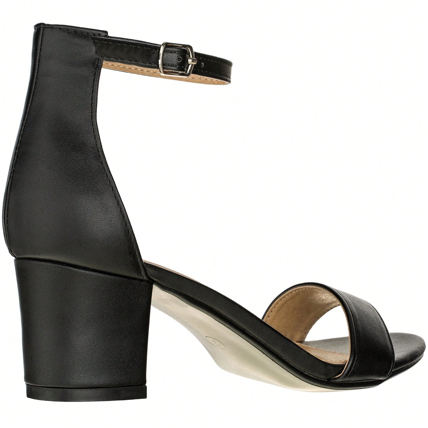 Women Buckle Decor Chunky Heeled Sandals Elegant Summer Ankle Strap Sandals Chunky Heeled Ankle Strap Sandals Low Heeled Sandal Patent