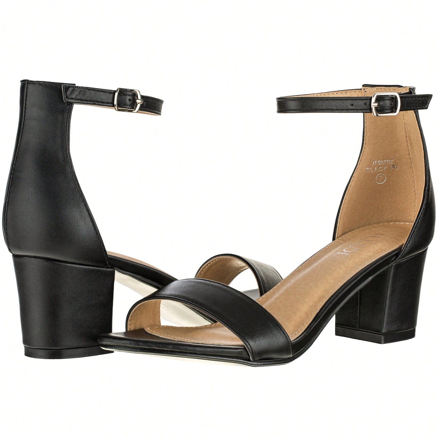 Women Buckle Decor Chunky Heeled Sandals Elegant Summer Ankle Strap Sandals Chunky Heeled Ankle Strap Sandals Low Heeled Sandal