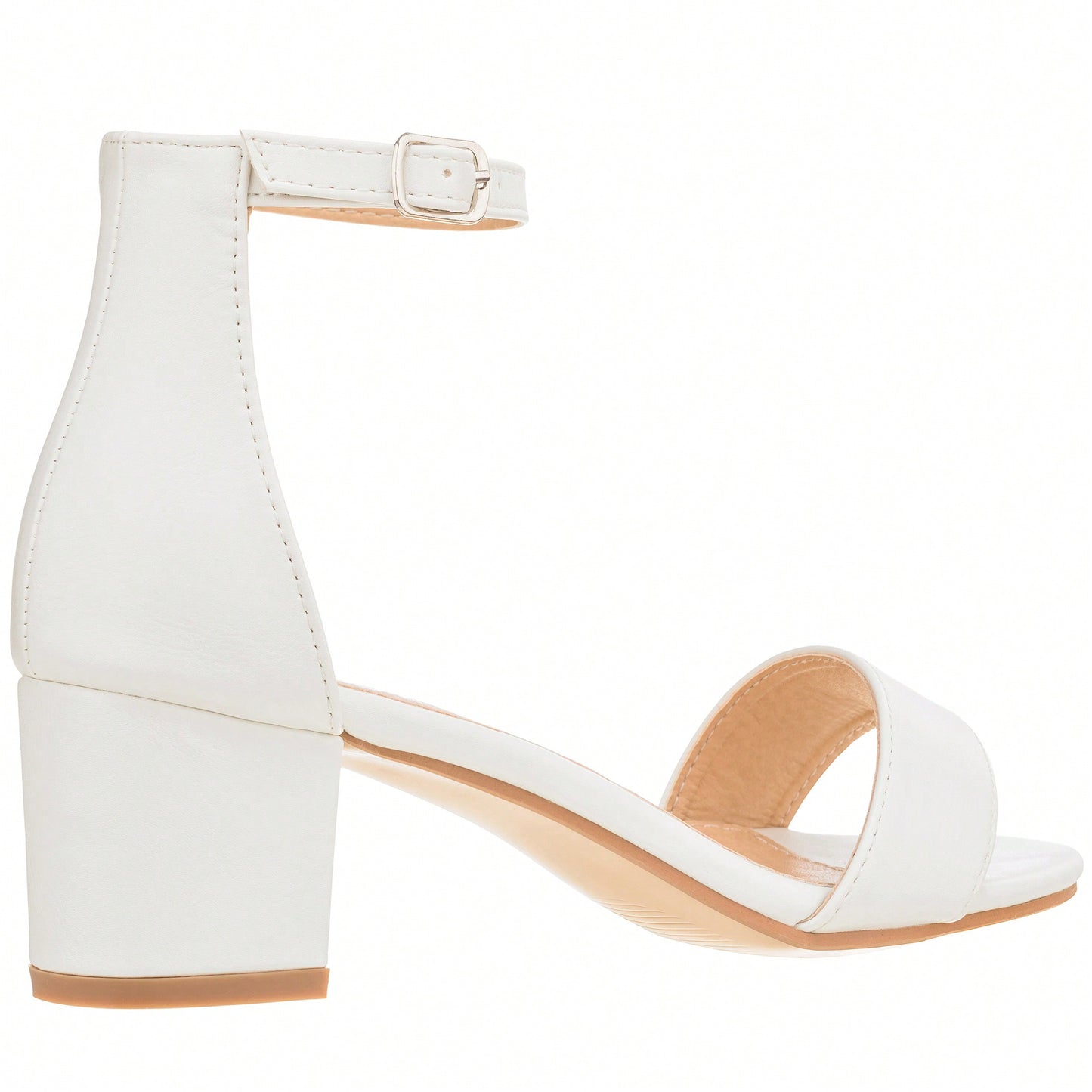 Women Buckle Decor Chunky Heeled Sandals Elegant Summer Ankle Strap Sandals Chunky Heeled Ankle Strap Sandals Low Heeled Sandal Suede