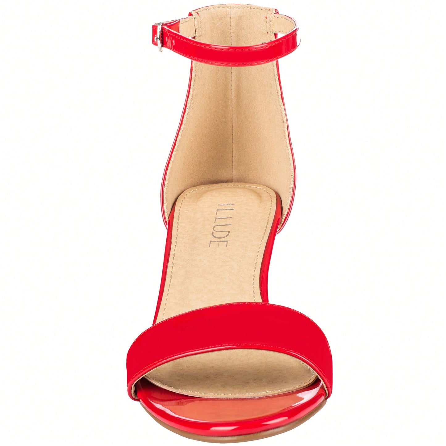 Women Buckle Decor Chunky Heeled Sandals Elegant Summer Ankle Strap Sandals Chunky Heeled Ankle Strap Sandals Low Heeled Sandal Patent