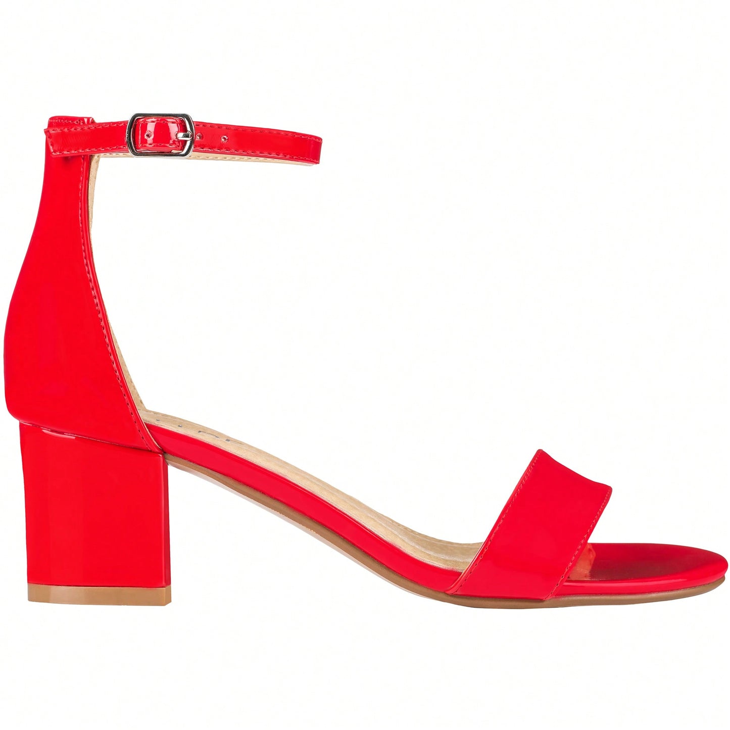 Women Buckle Decor Chunky Heeled Sandals Elegant Summer Ankle Strap Sandals Chunky Heeled Ankle Strap Sandals Low Heeled Sandal