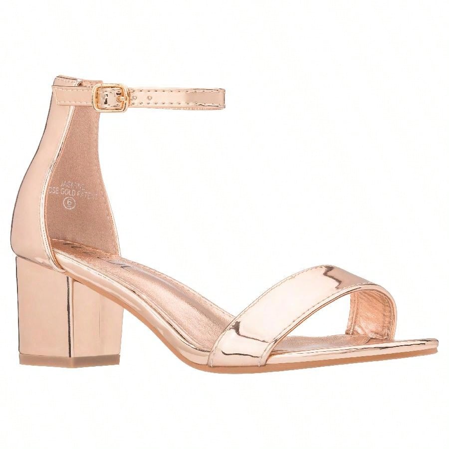 Women Buckle Decor Chunky Heeled Sandals Elegant Summer Ankle Strap Sandals Chunky Heeled Ankle Strap Sandals Low Heeled Sandal Suede